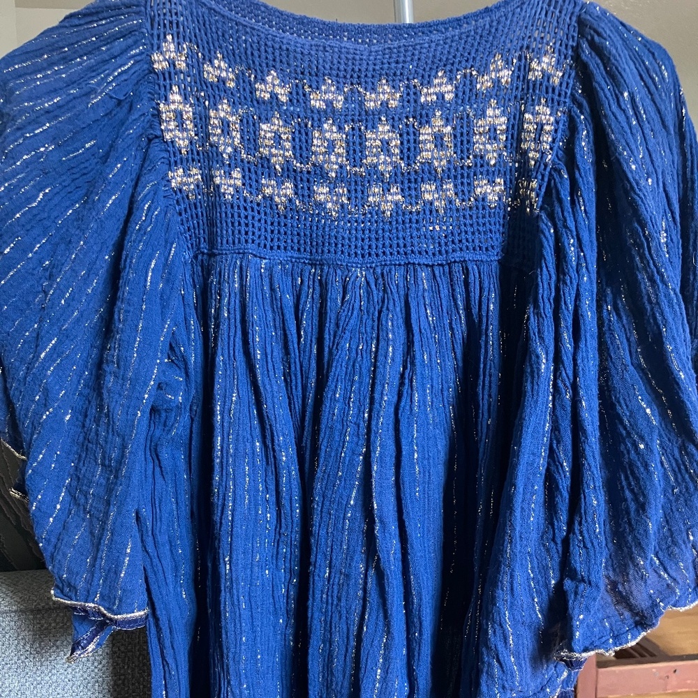 Vintage Cotton Gauze Metallic Dress